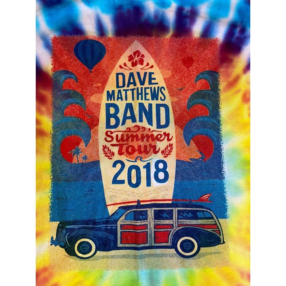 Dave Mathews Band Concert T-shirt Tie Dye 2018 Men's Size XL Double Sided